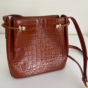 vintage Bally bucket bag / shoulder crossbody / crocodile croco embossed